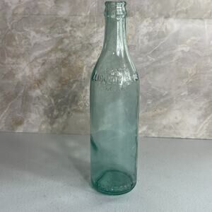 Vintage Clicquot Club Bottle Embossed Raised Lettering Blue Teal